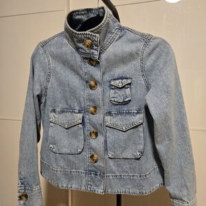 LOFT Petite XS Light Wash Denim Utility Jacket |